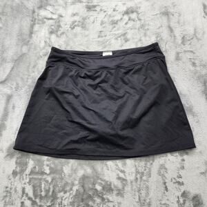 Lands End Swim Skirt Womens 10 Black Tummy‎ Control Attached Full Coverage Brief